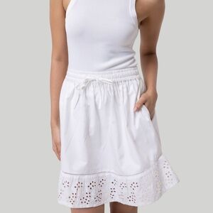 Reistor Drawstring Eyelet Short Skirt Coconut White Size Large - Like New